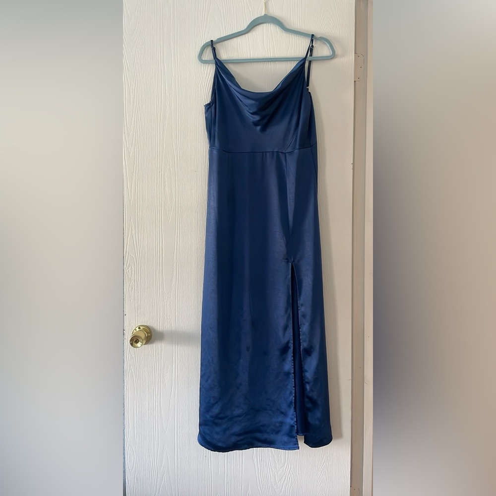 Satin Cowl Neck Cocktail Dress